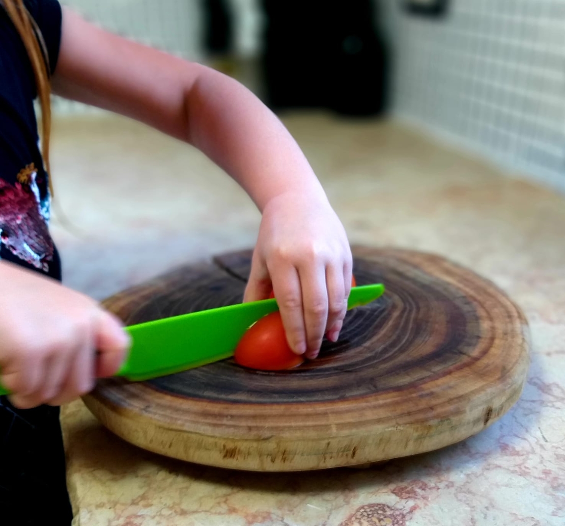 A pair of safe chef knives for children