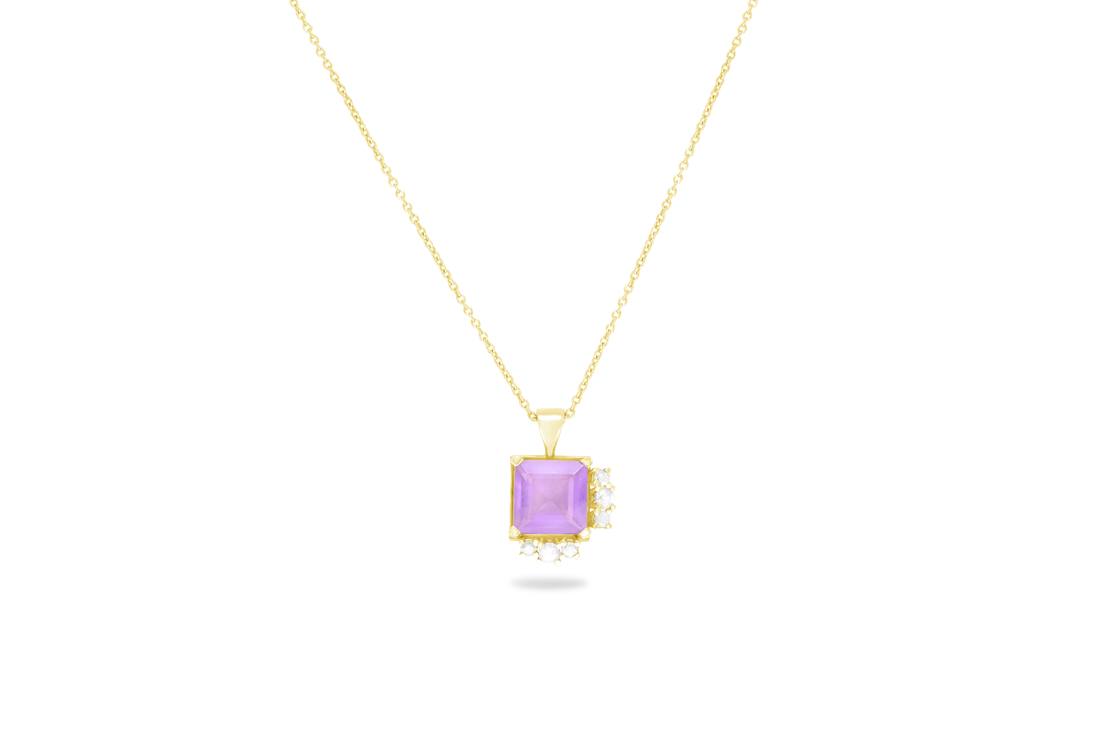 Linoy Amethyst Necklace with Diamonds