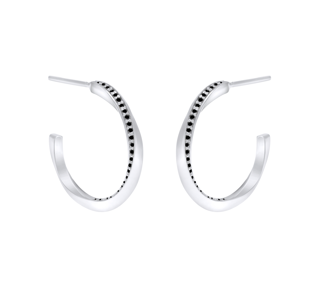 Michal Hoop Black Diamond Earrings