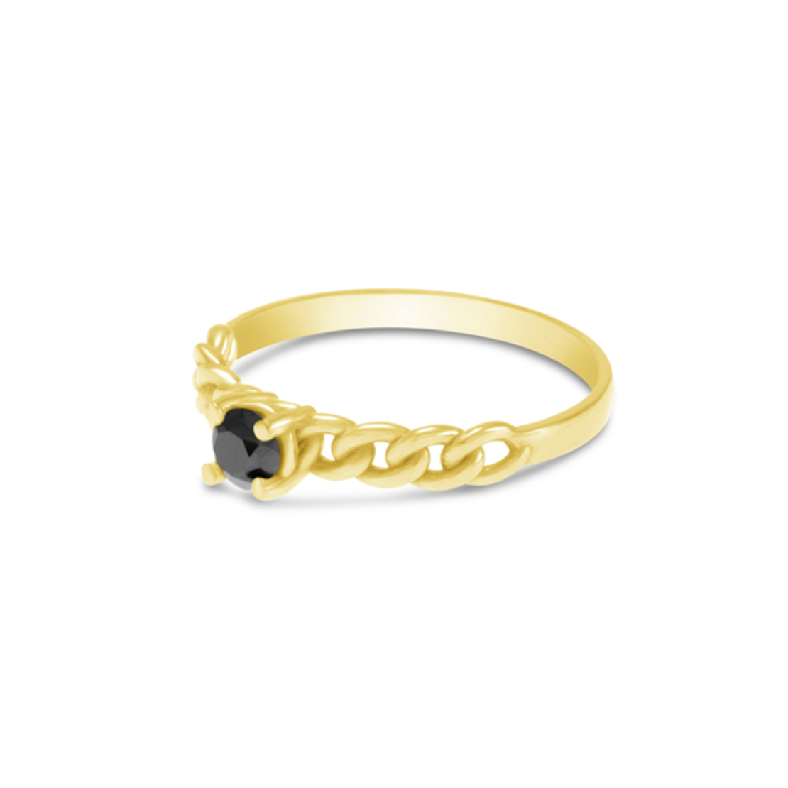 Cuban Ring with Black Diamond