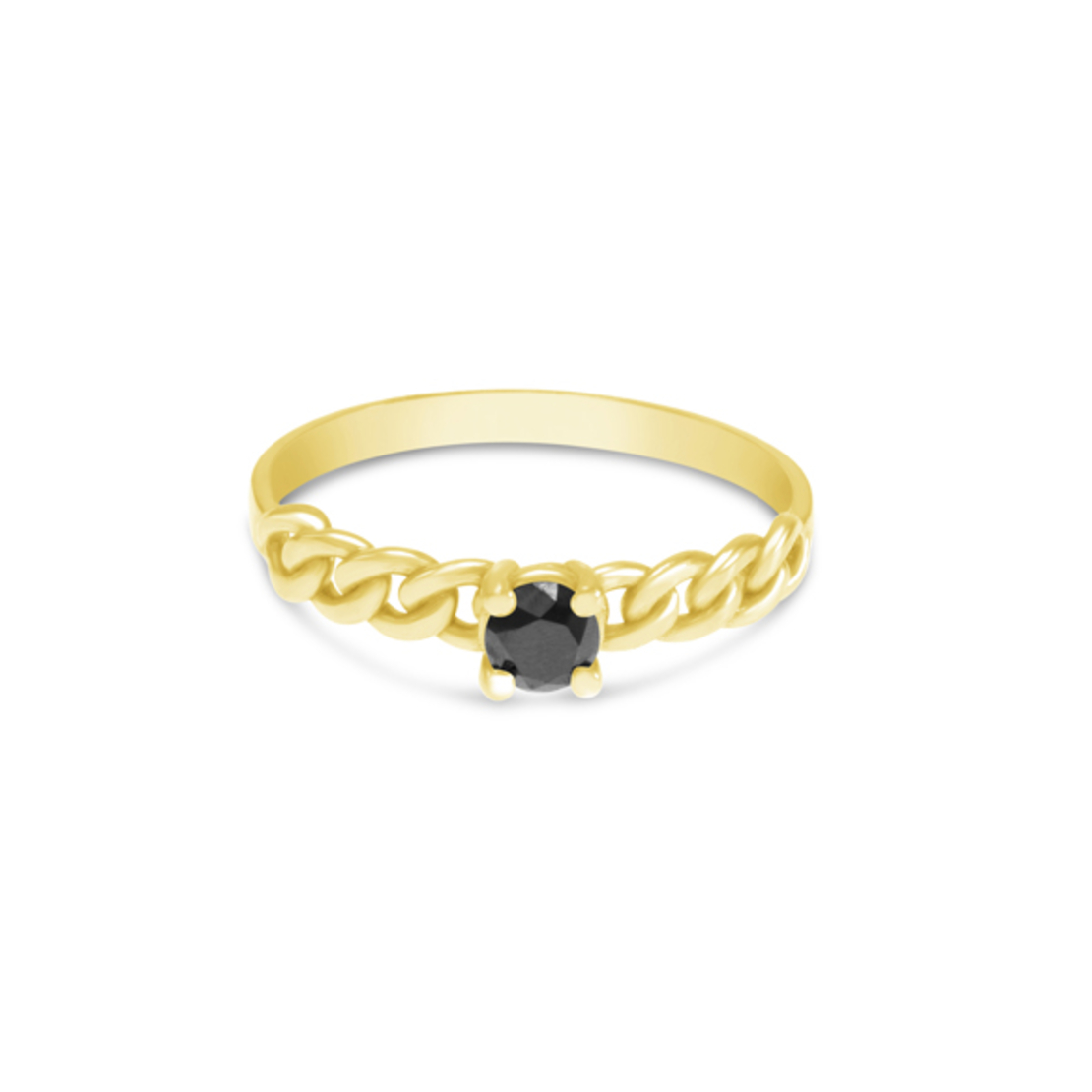 Cuban Ring with Black Diamond | טבעת גורמט עם יהלום שחור