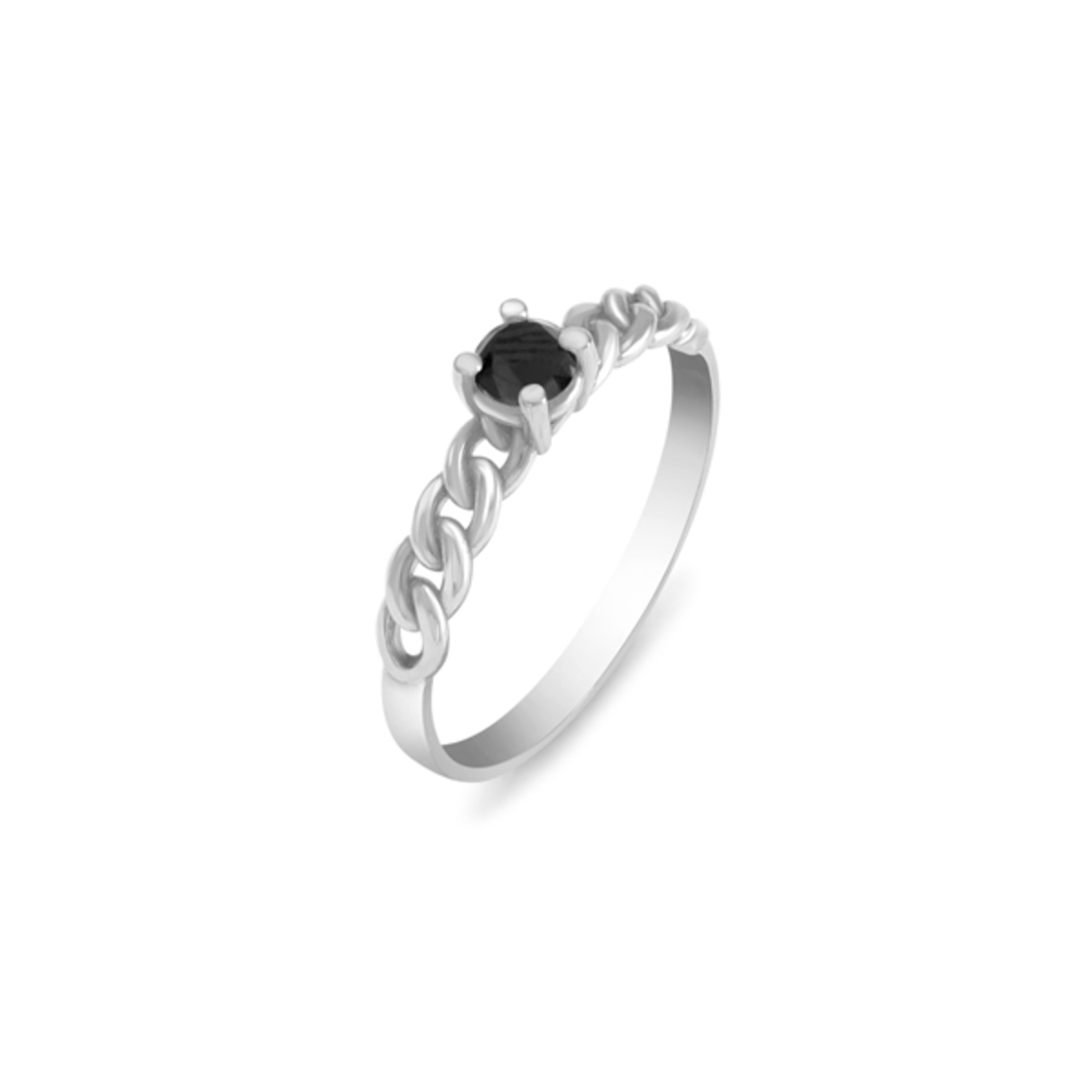 Cuban Ring with Black Diamond | טבעת גורמט עם יהלום שחור