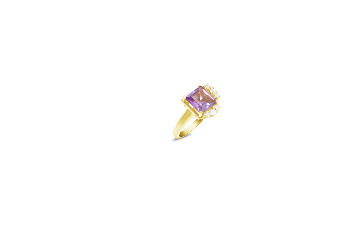 Linoy Amethyst Ring with Diamonds