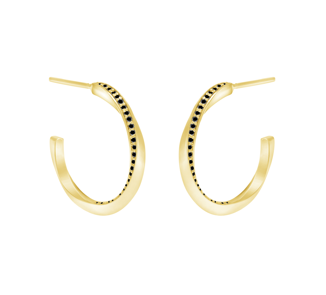 Michal Hoop Black Diamond Earrings