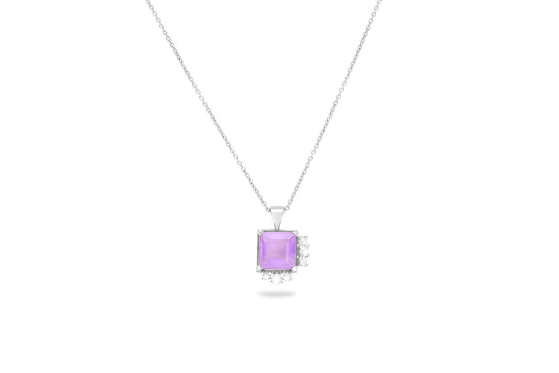 Linoy Amethyst Necklace with Diamonds