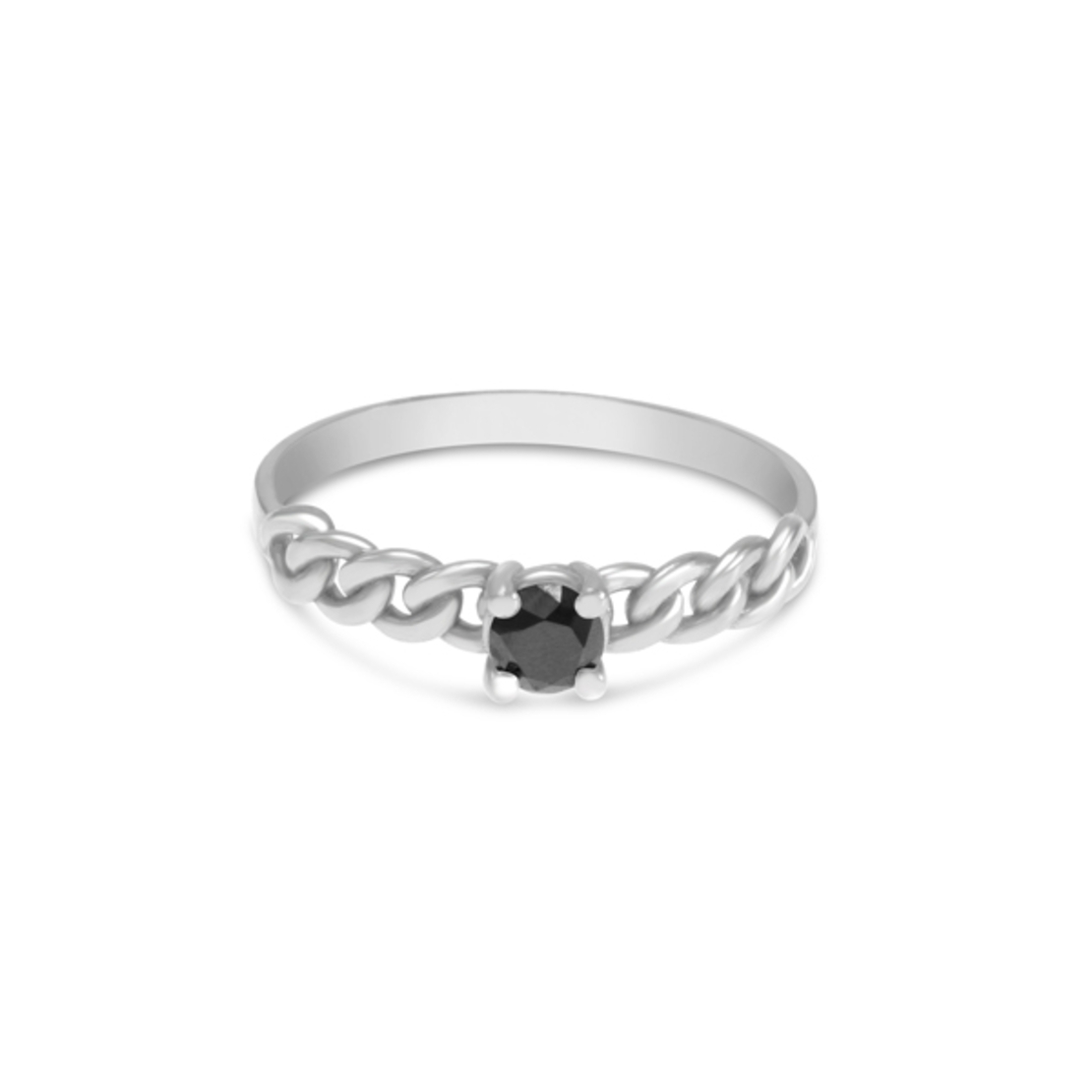 Cuban Ring with Black Diamond | טבעת גורמט עם יהלום שחור