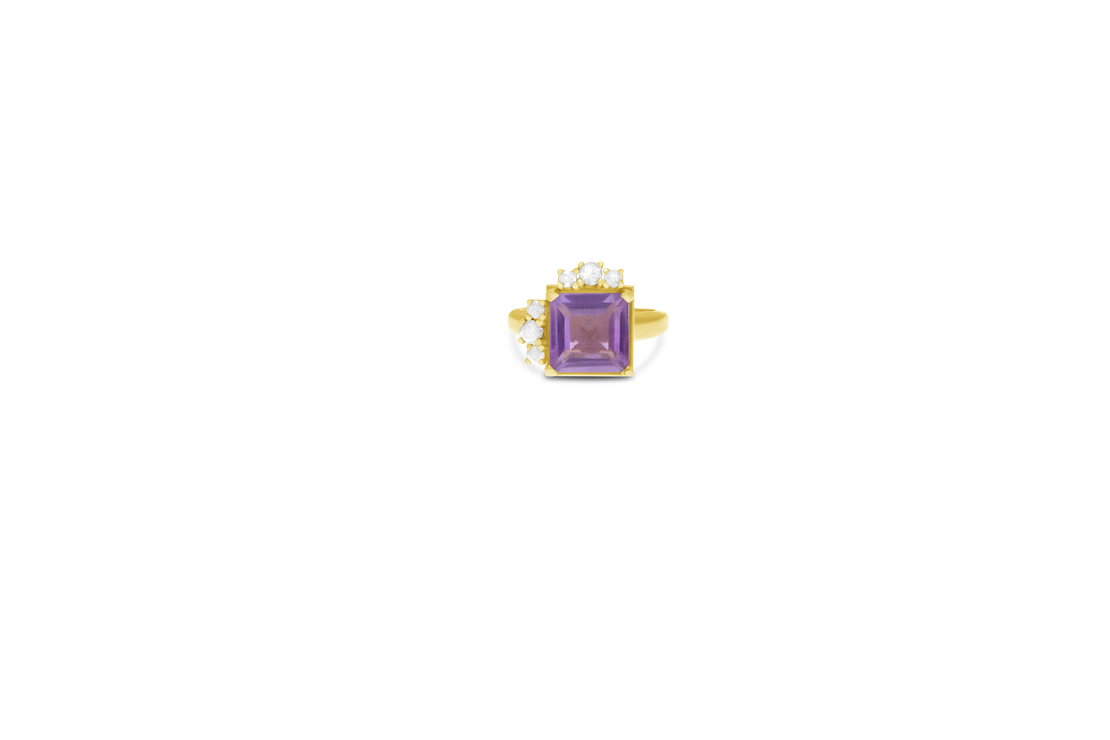 Linoy Amethyst Ring with Diamonds