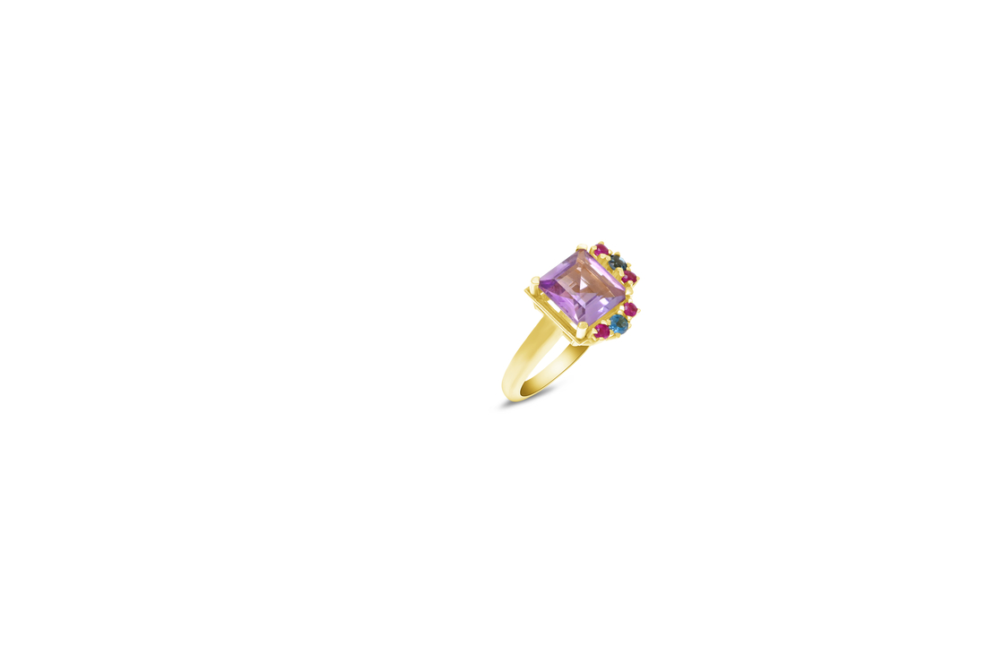 Linoy Amethyst Ring with Rubi & Topaz Blue London