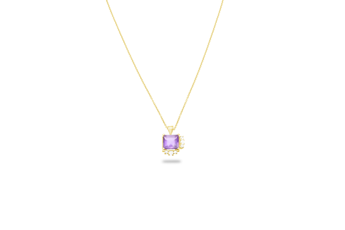 Linoy Amethyst Necklace with Diamonds