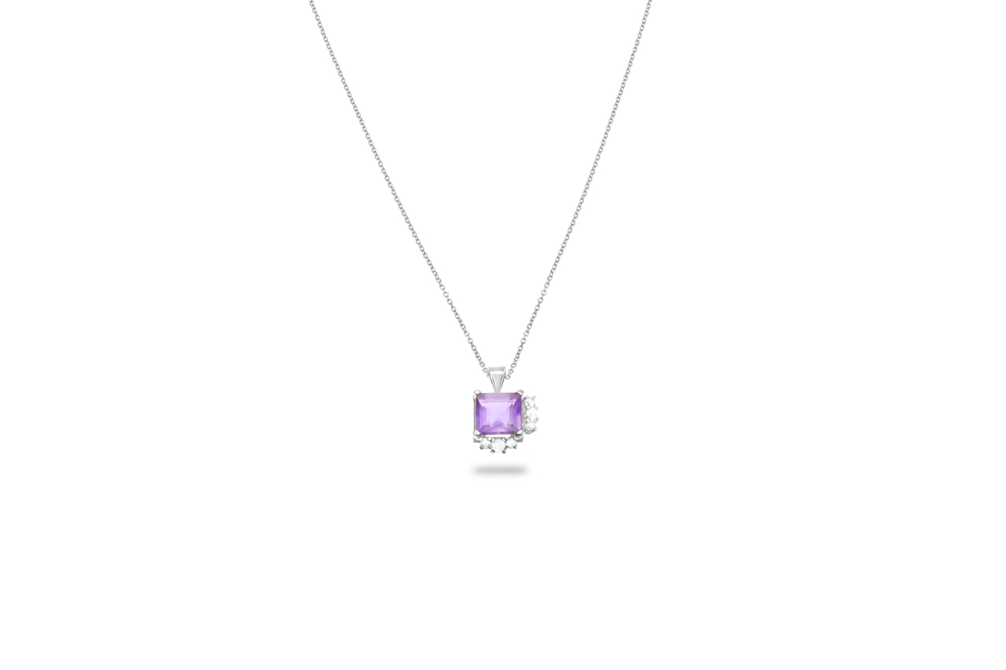 Linoy Amethyst Necklace with Diamonds