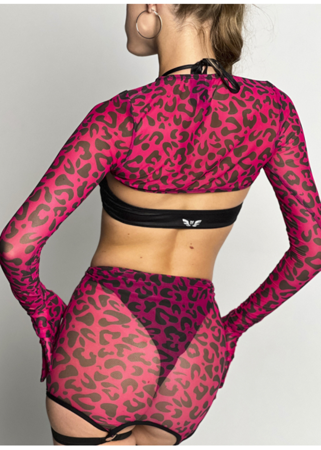 Юбка-сетка DESEAR pink leopard (с шортиками)