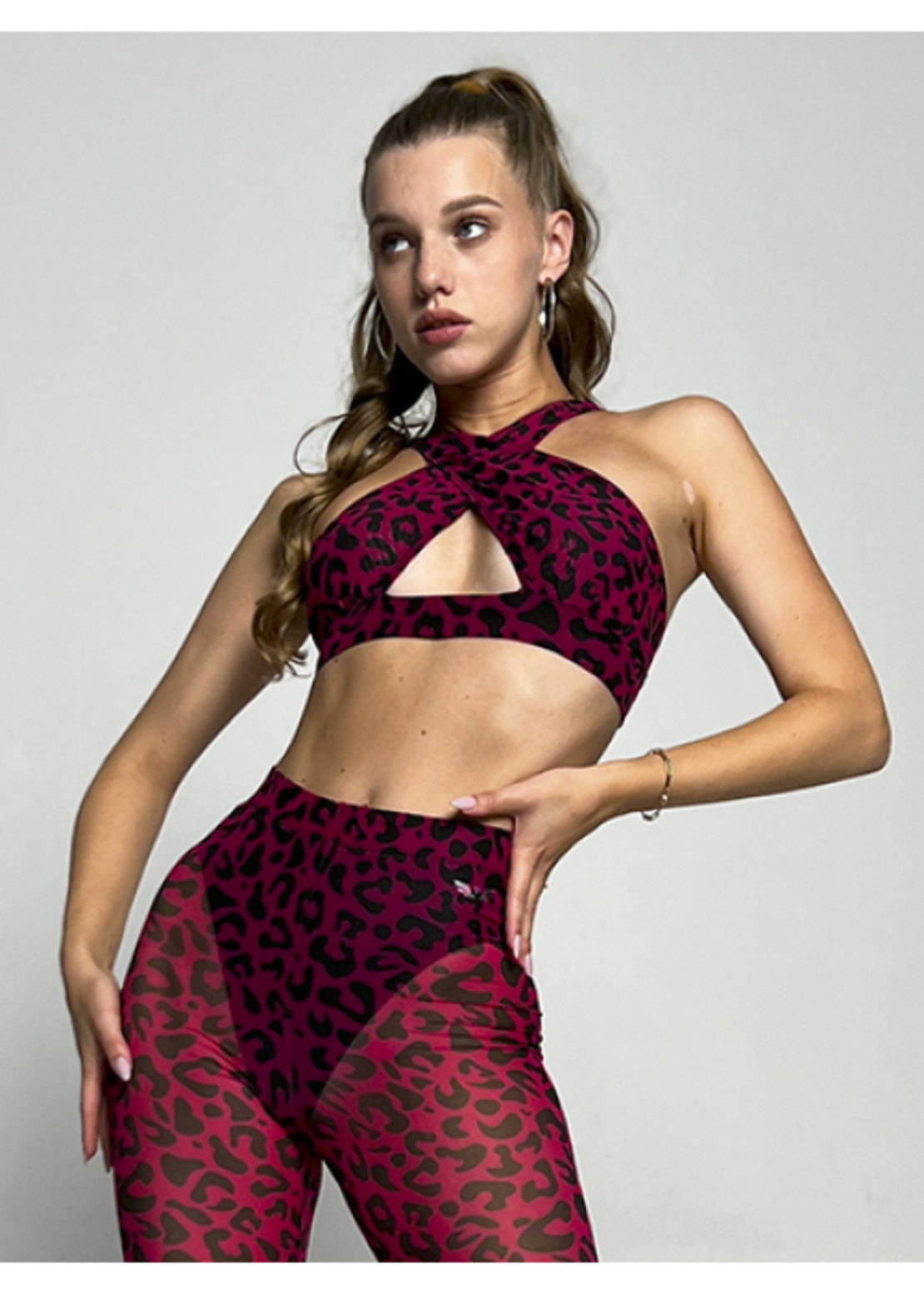 Top mesh MISTERY pink leopard