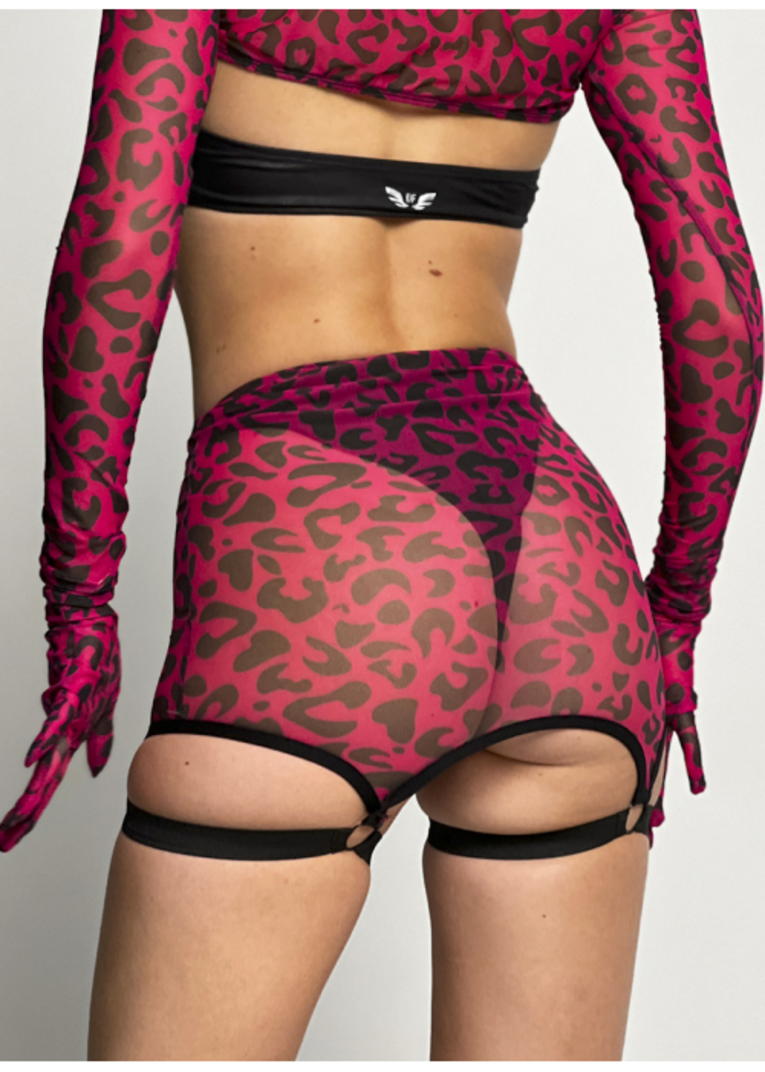 Юбка-сетка DESEAR pink leopard (с шортиками)