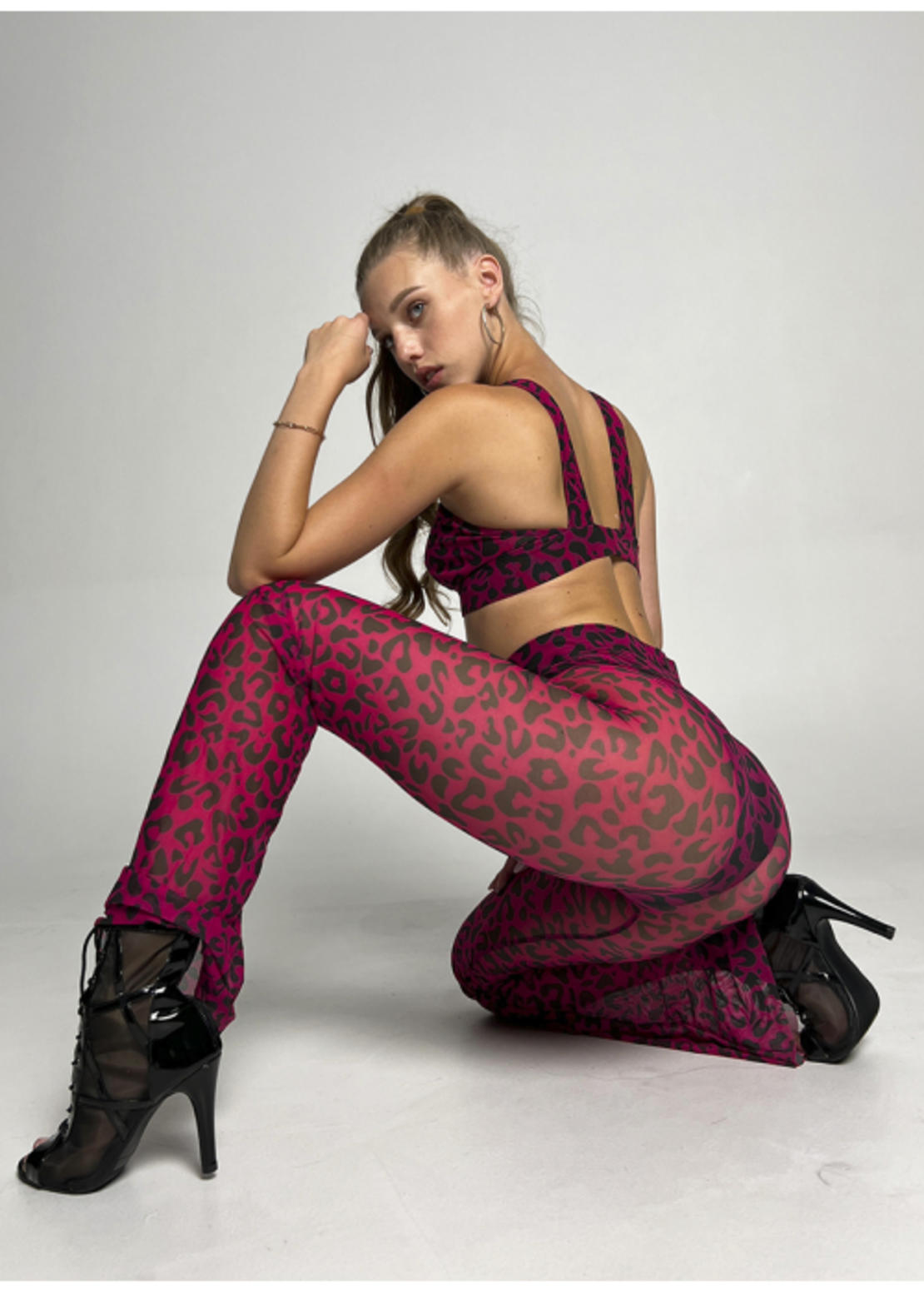 Top mesh MISTERY pink leopard