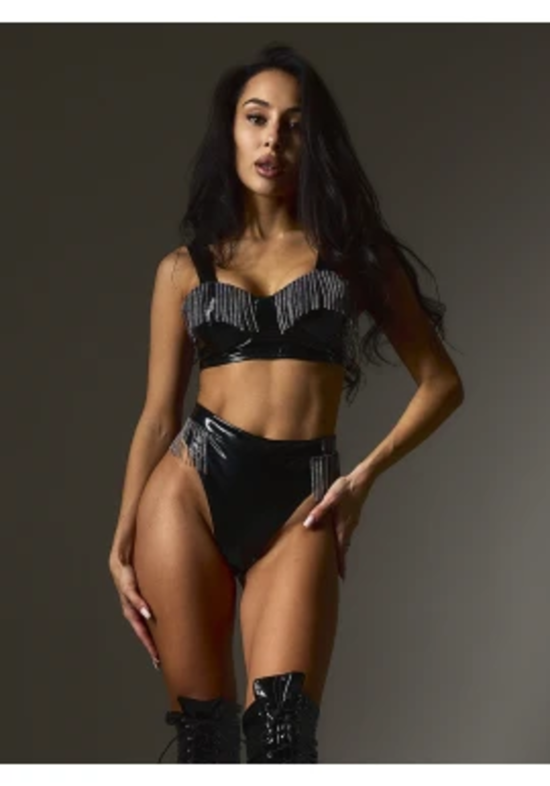 Set OCCI MUSTMINI black latex (top + shorts)