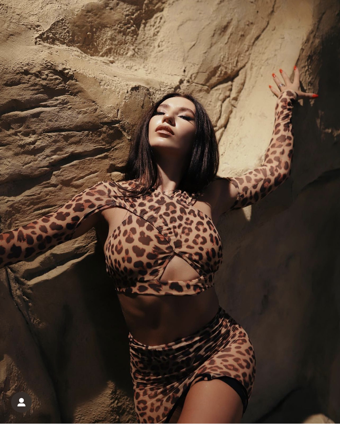 Crop-top mesh CRUZ leopard