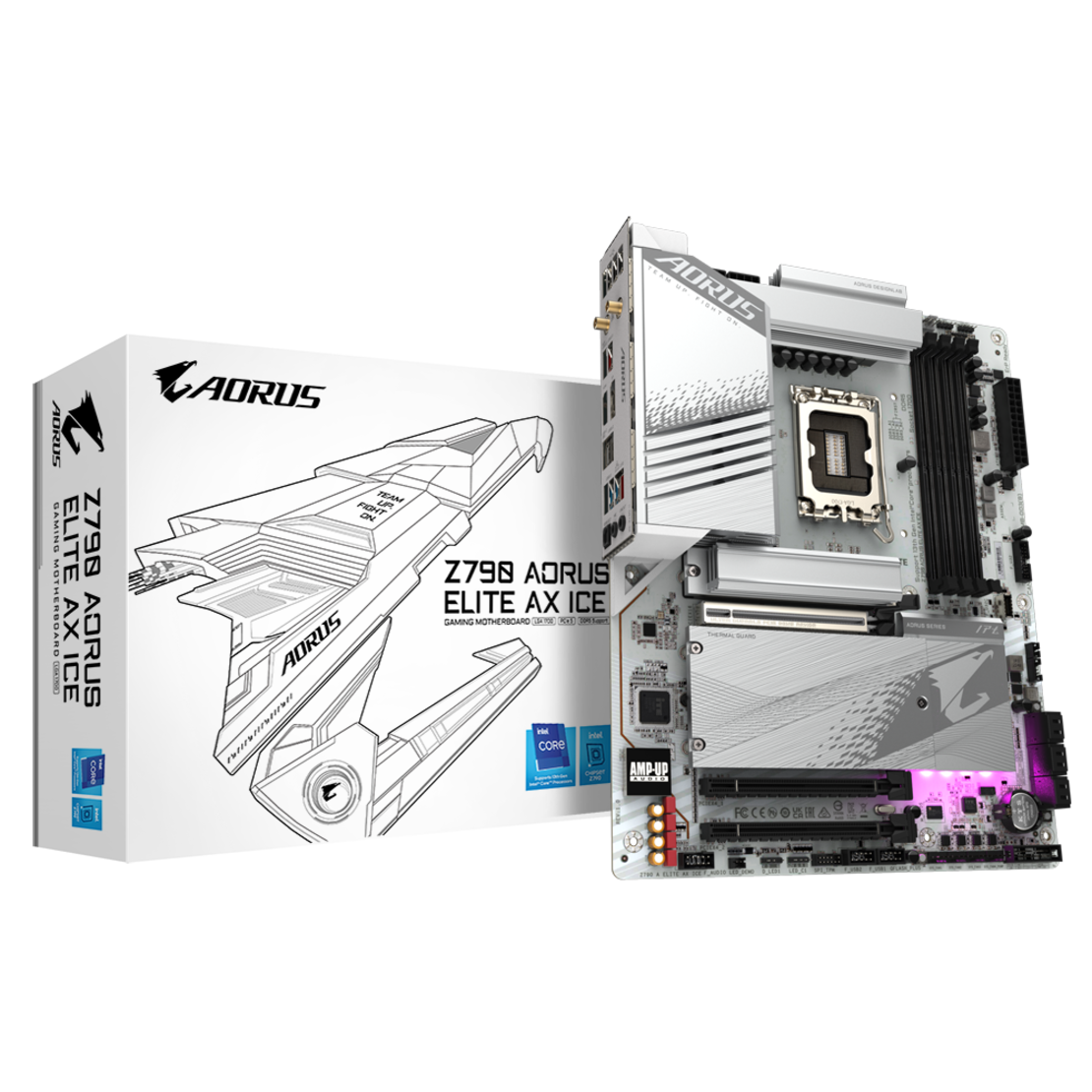 לוח אם Gigabyte Z790 AORUS ELITE AX ICE ATX DDR5 WIFI BT WHITE