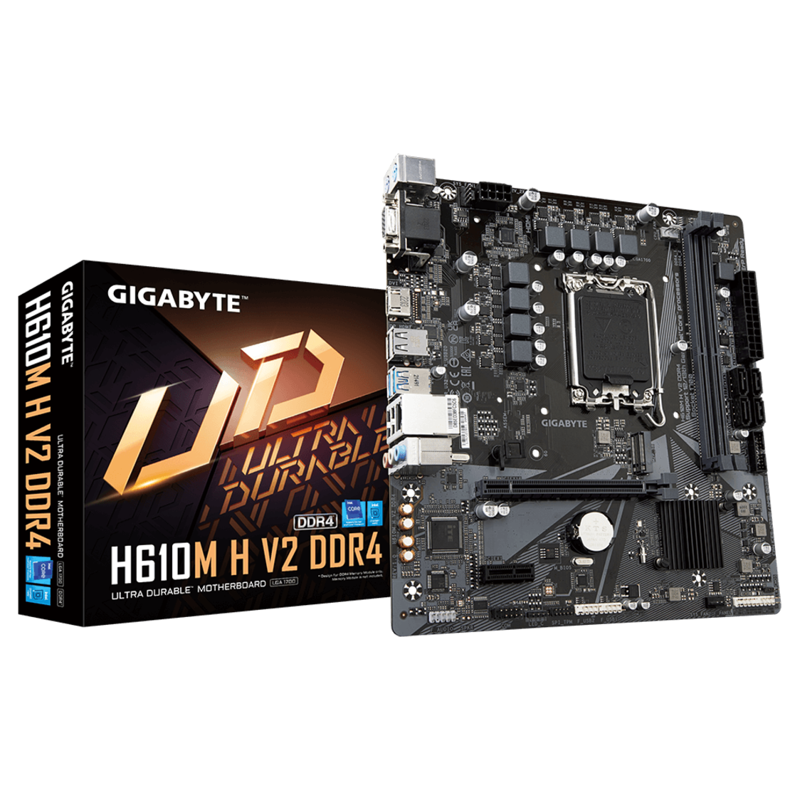 לוח לאינטל דור 12 Gigabyte H610M H DDR4 V2 REV1.0 VGA HDMI