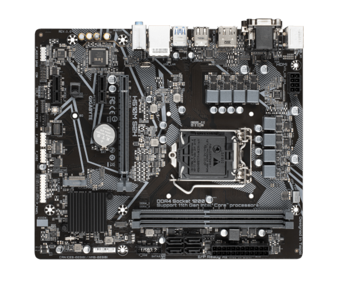 לוח דור 11 Gigabyte H510M S2H V2 1.3 LGA1200 PCIE 4.0 DVI DP HDMI