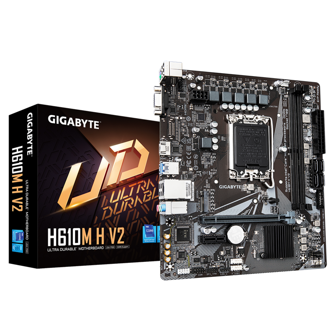 לוח לאינטל דור 12-14 Gigabyte H610M H V2 DDR5 VGA HDMI