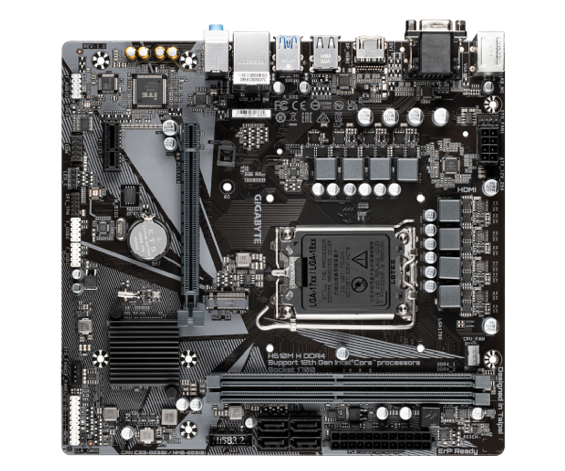 לוח לאינטל דור 12 Gigabyte H610M H DDR4 V2 REV1.0 VGA HDMI
