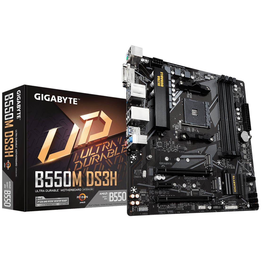 לוח אם למעבדי Gigabyte B550M DS3H 1.7 DDR4 Micro-Atx For AMD AM4