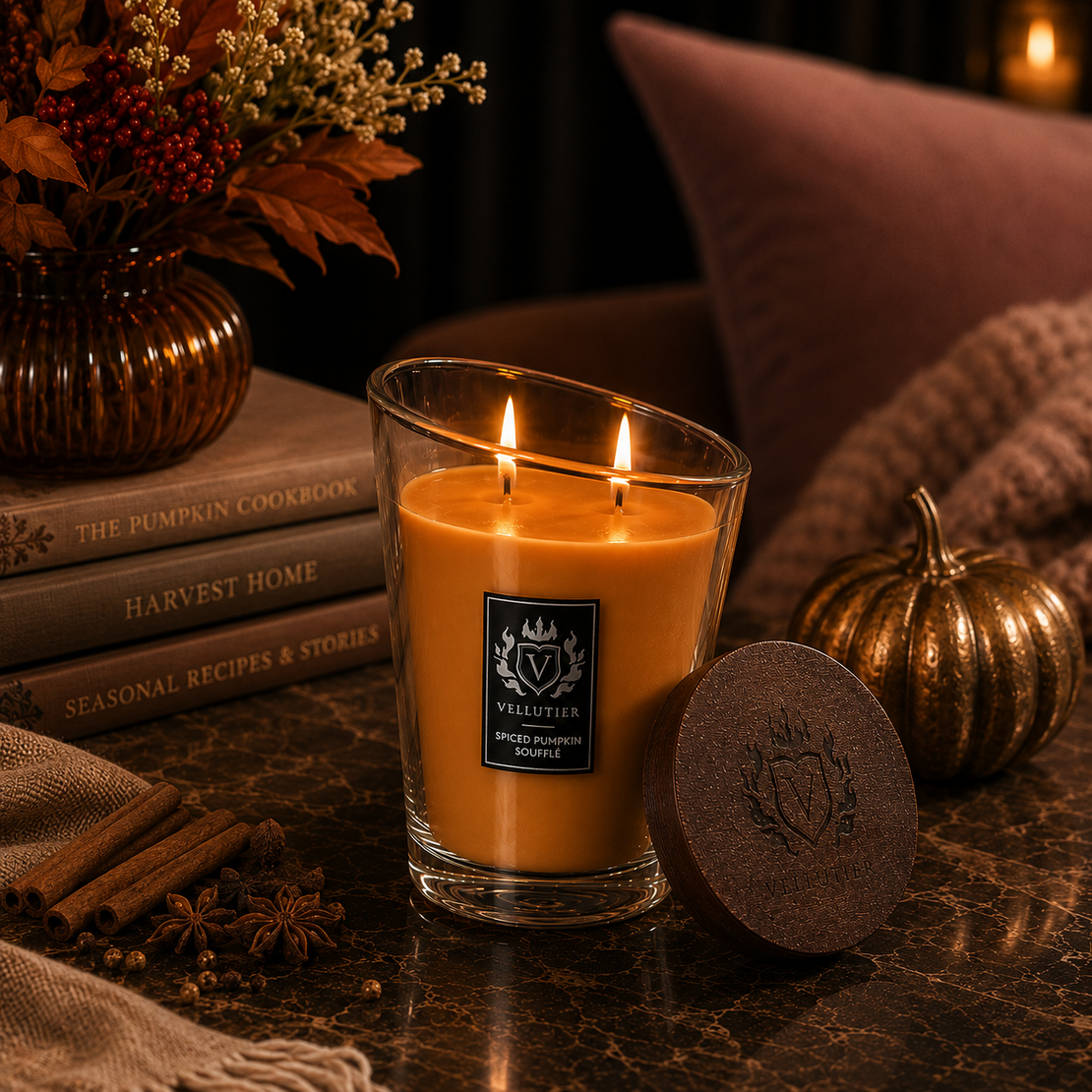 Spiced Pumpkin Soufflé | Vellutier – נר ריחני בניחוח פאי דלעת, וניל וקינמון