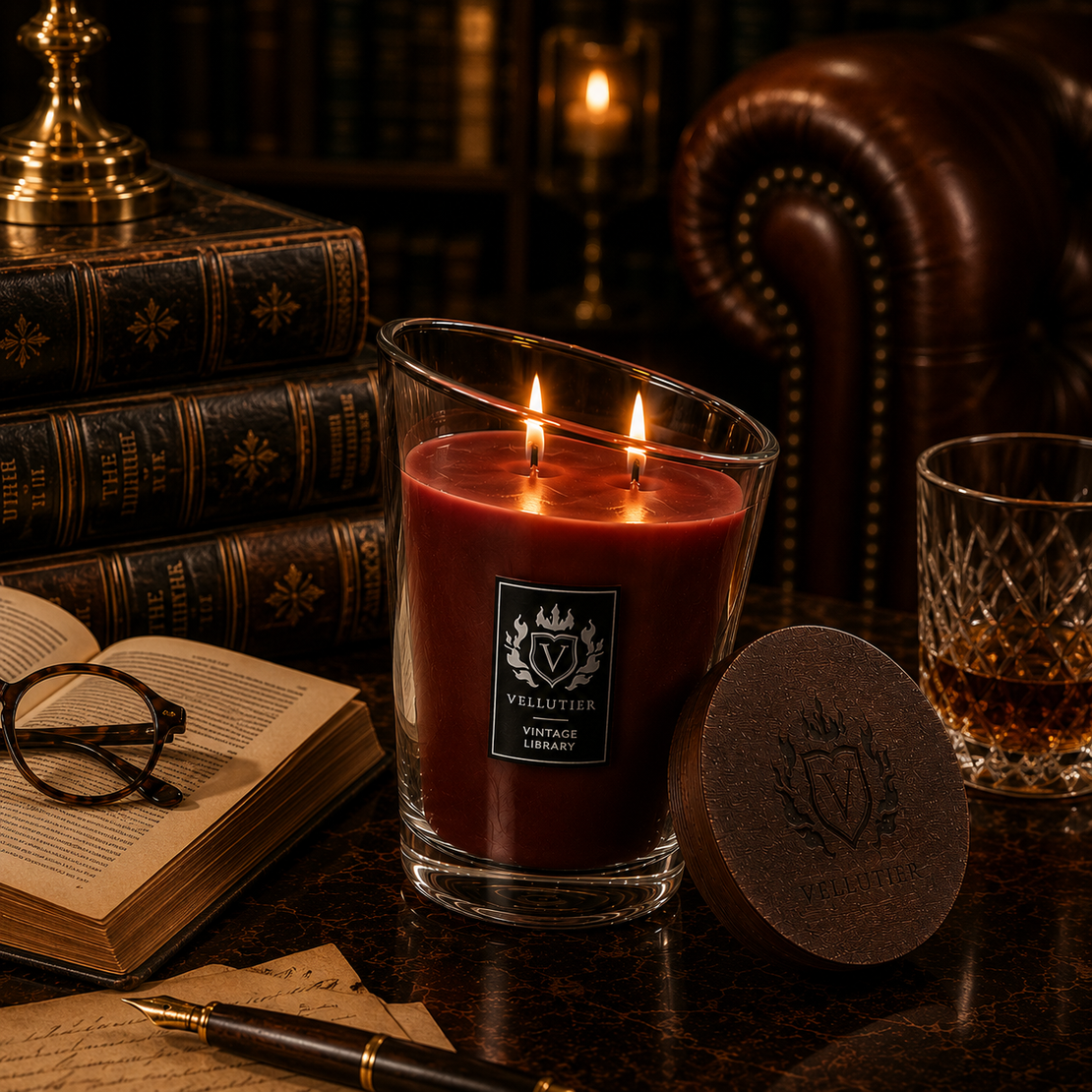 Vintage Library | Vellutier – נר ריחני בניחוח ספריית וינטג׳, עץ ווניל