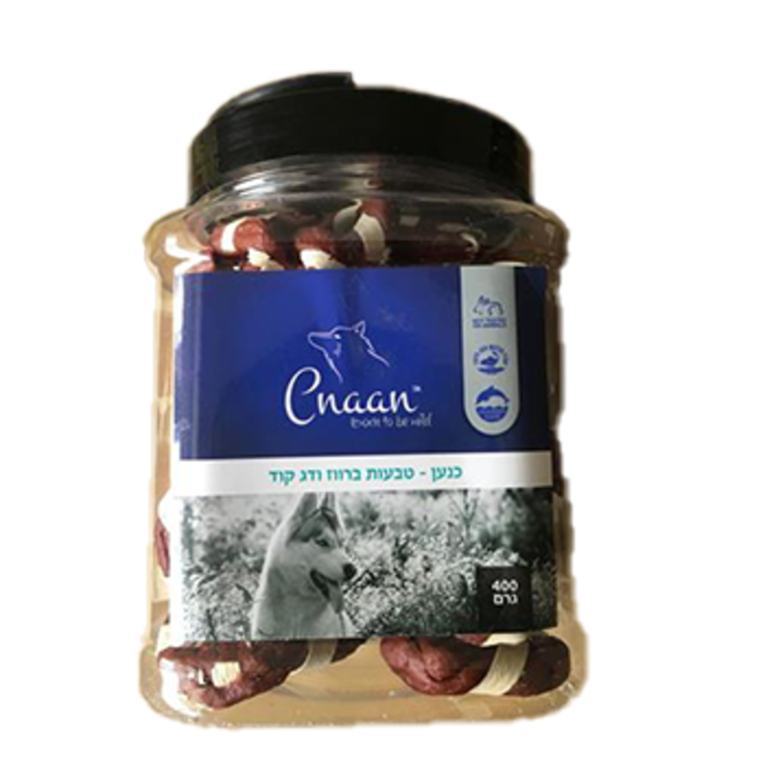 חטיף לכלב כנען Cnaan חטיף בשר רך לכלבים - טבעות ברווז ודג קוד 400 גר'