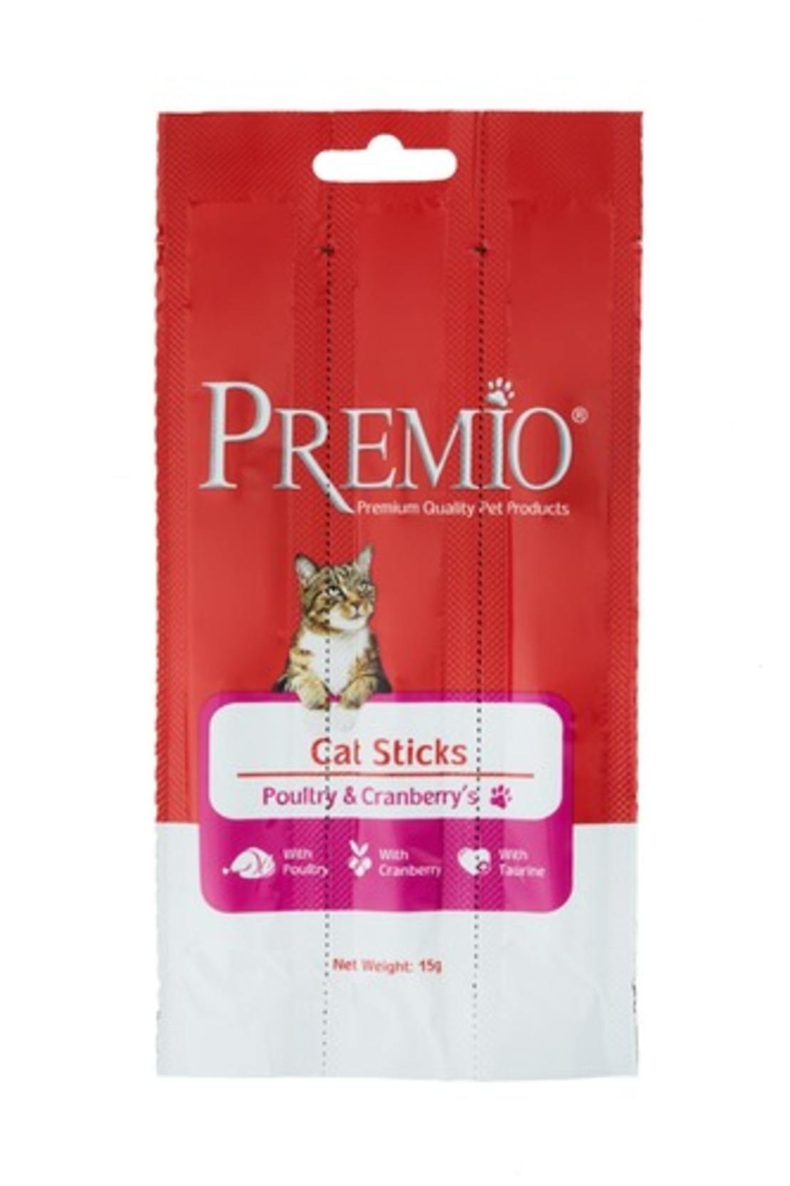 חטיף לחתול מקלות פרמיו בטעם עוף וחמוציות- Premio chicken and cranberry's sticks