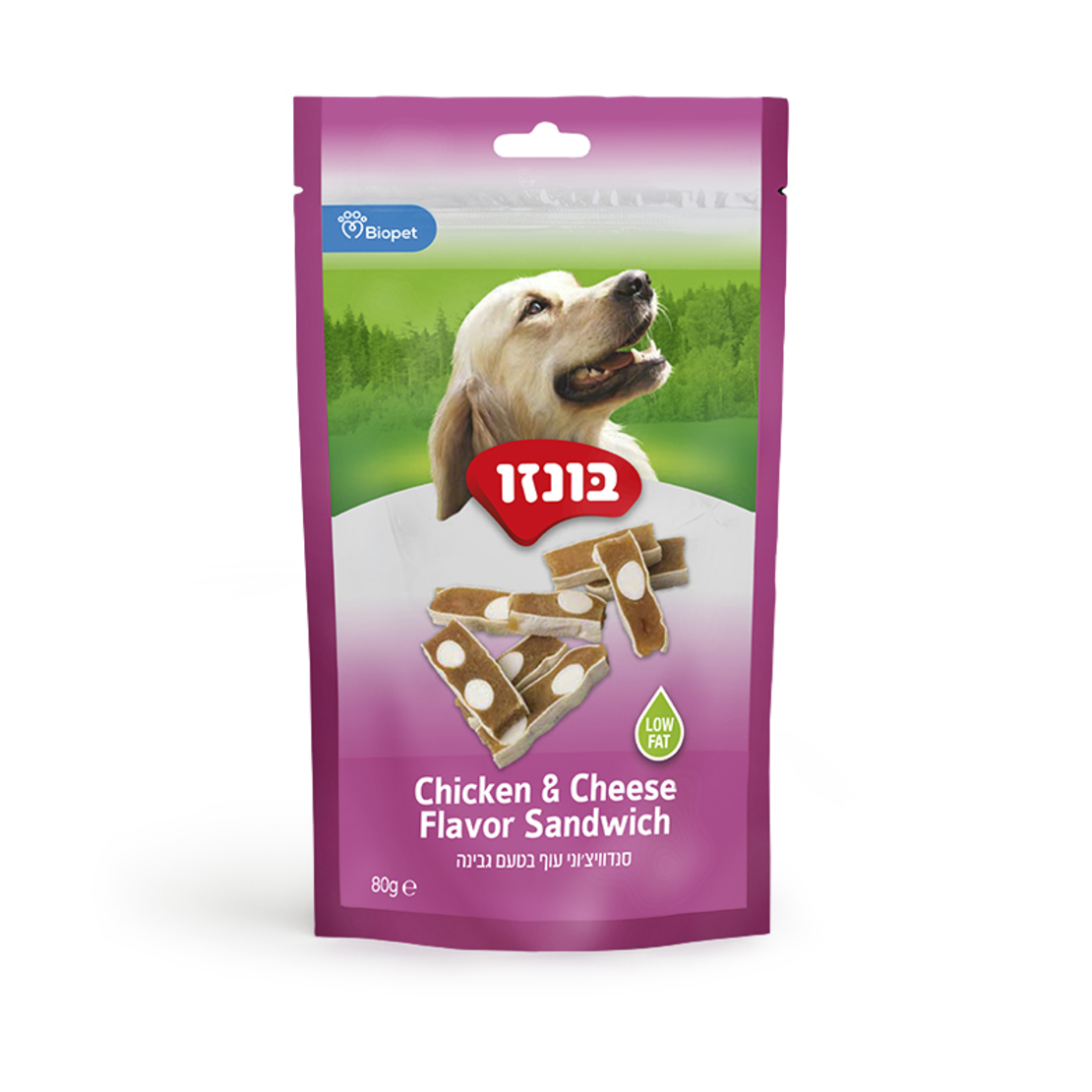 חטיף לכלב בונזו - סנדוויצ'וני עוף בטעם גבינה