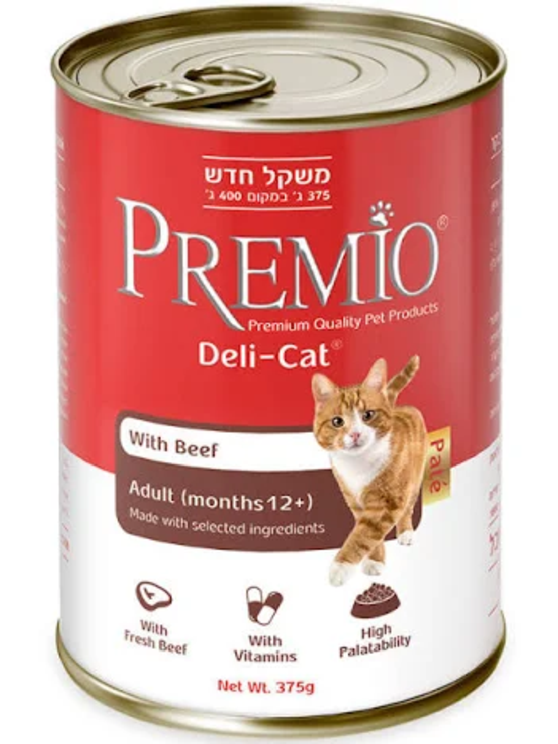פרמיו דליקט פטה בקר לחתול בוגר 375 גרם