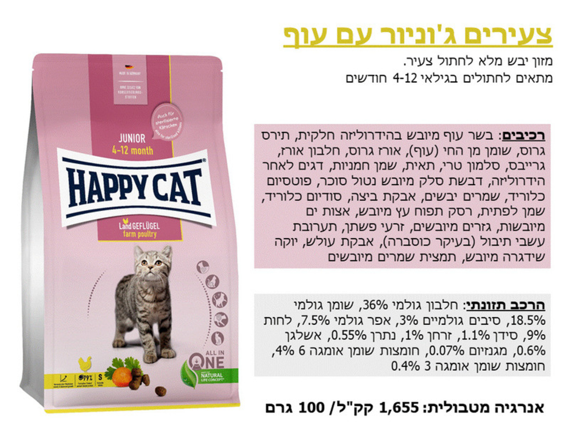 הפי קט ג'וניר עוף 1.3 ק