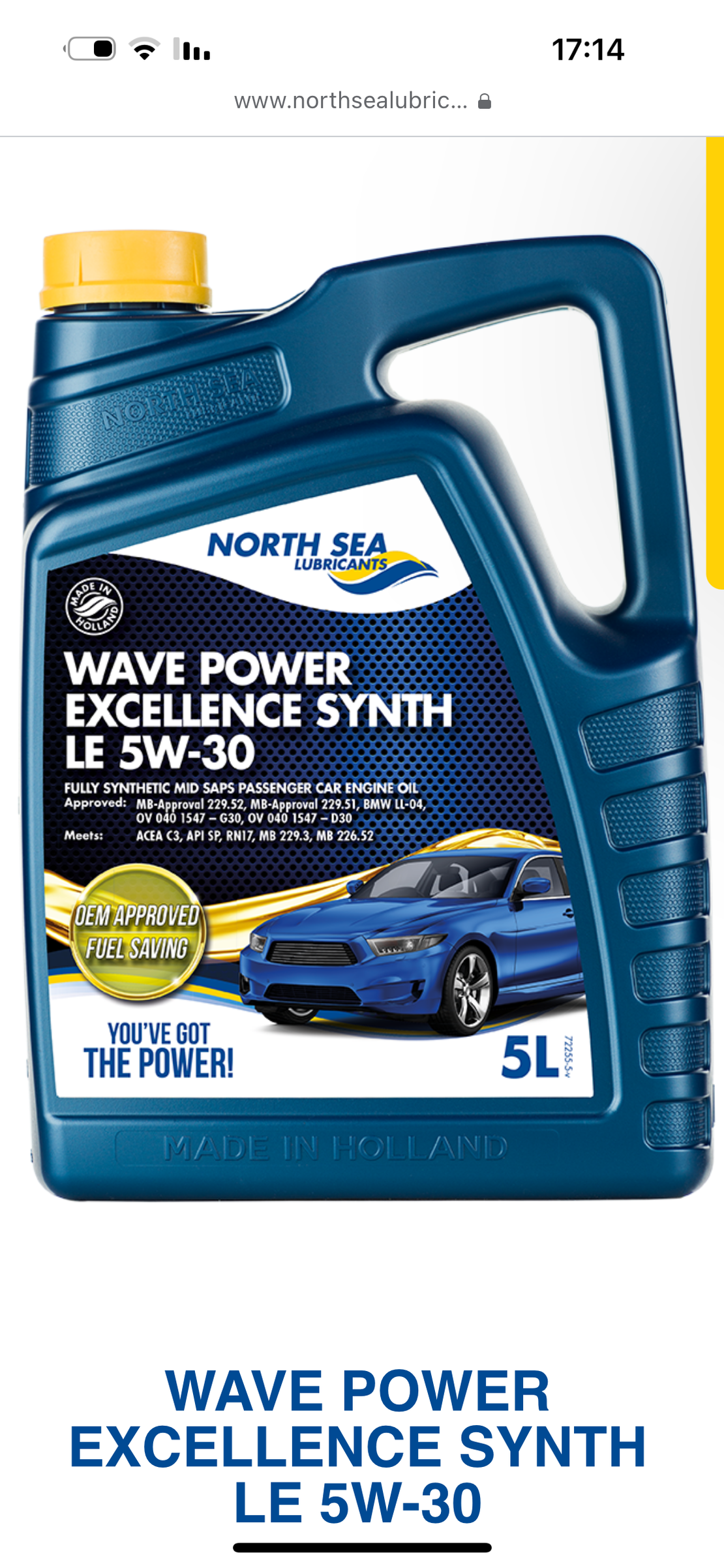 שמן מנוע Wave Power NSL SINT 5W30
