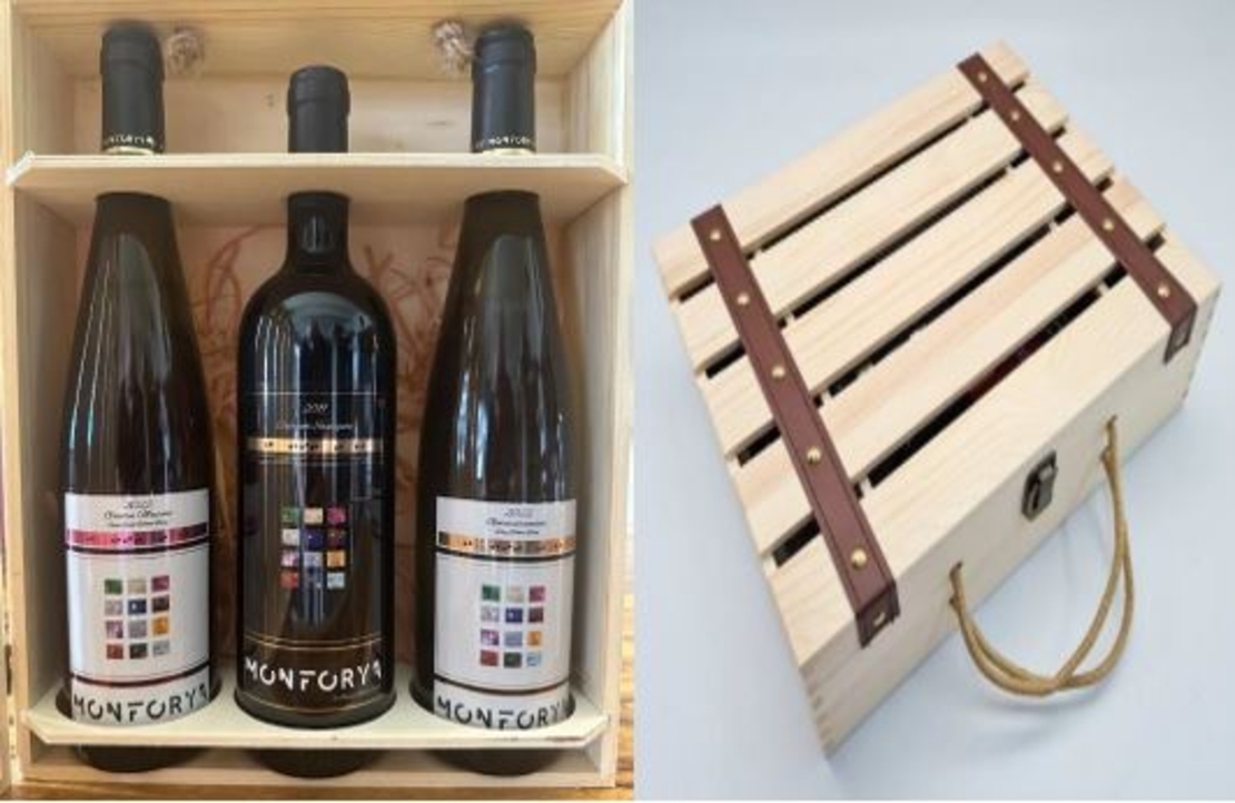 מארז עץ טבעי 3 בקבוקי יין