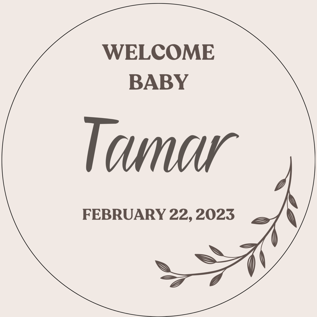 WELCOME BABY - דיסקית עץ בעיצוב אישי