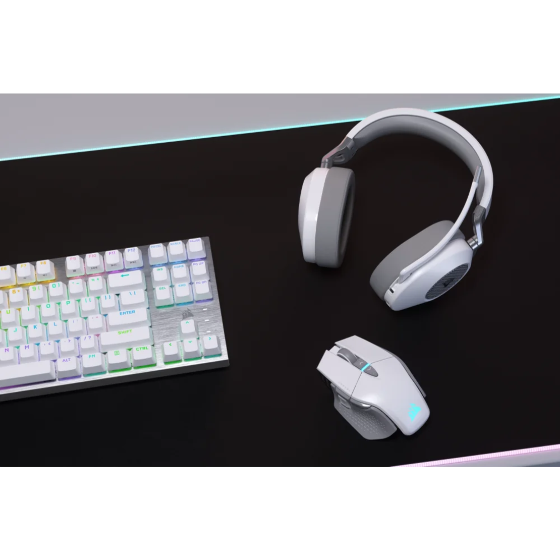אוזניות גיימינג אלחוטיות CORSAIR HS65 SURROUND 7.1 – לבן
