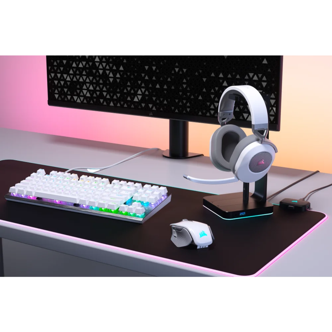 אוזניות גיימינג אלחוטיות CORSAIR HS65 SURROUND 7.1 – לבן