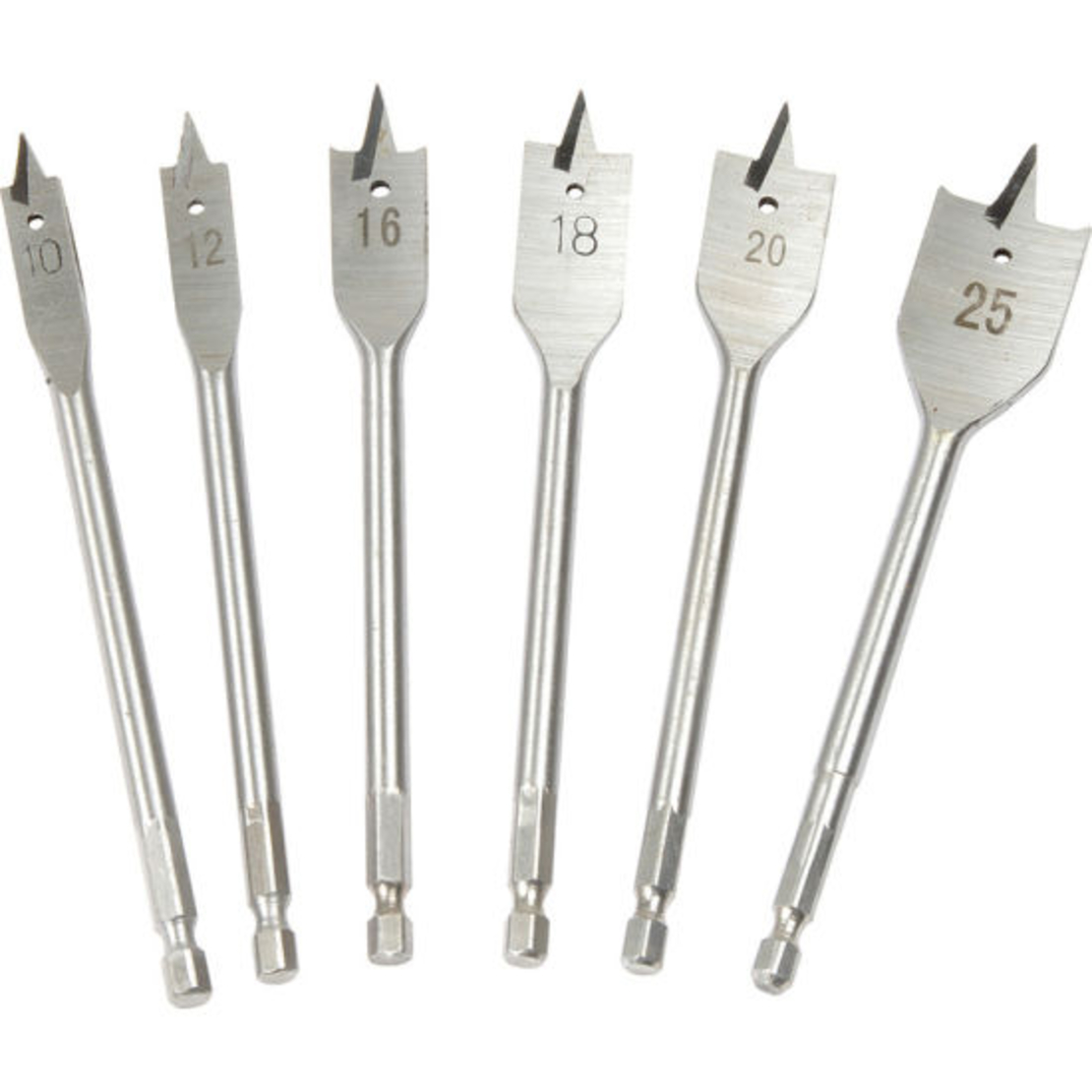 6PC Flat Wood Drill Bit Set Hex Shank