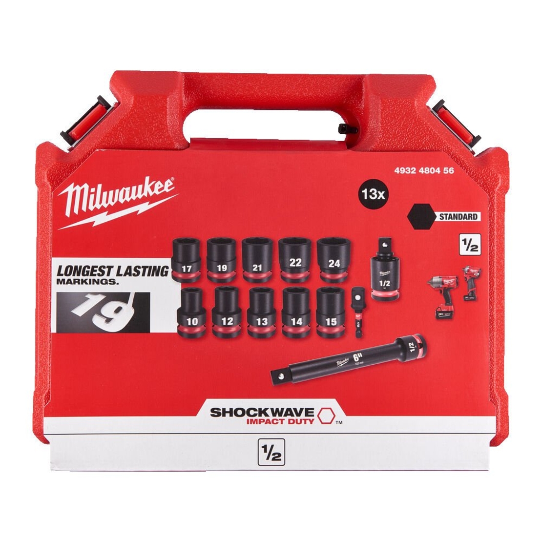 סט 13 בוקסות שחורות Milwaukee 1/2