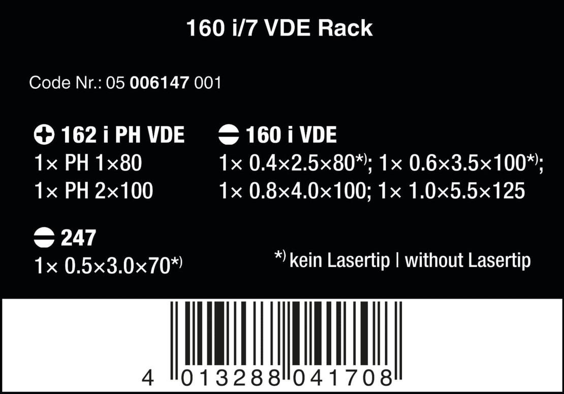 סט 6 מברגים מבודדים 1000V עם קצוות לייזר + טסטר ומעמד Wera