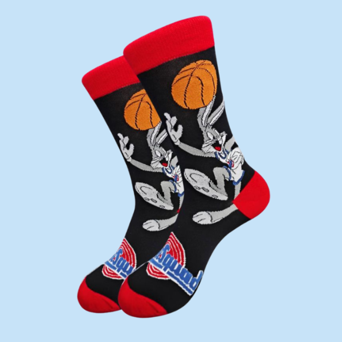 גרביים מעוצבים באגס באני והחברה משחקים כדורסל