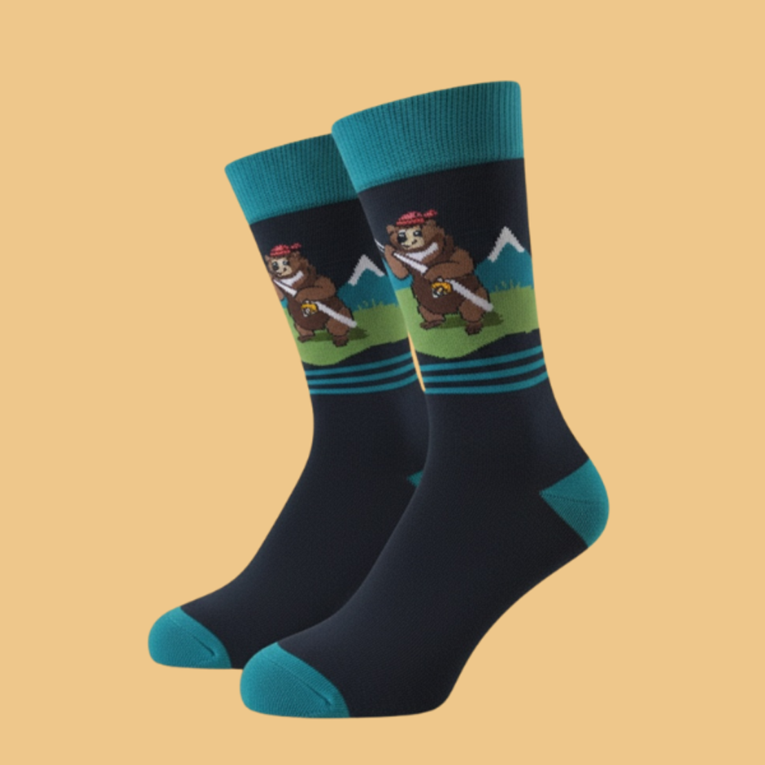 גרביים מעוצבים דוב היער דג