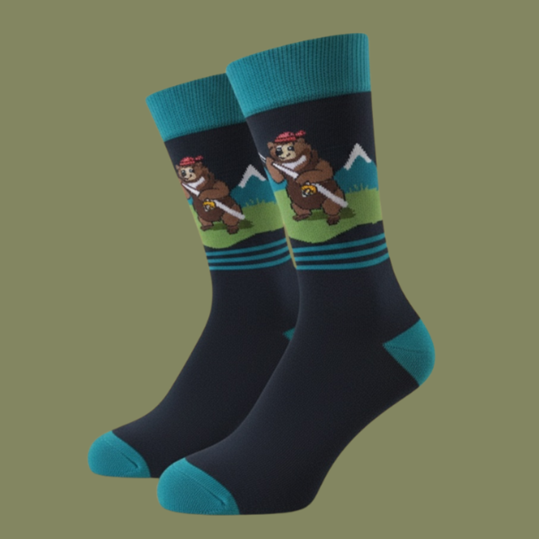 גרביים מעוצבים דוב היער דג