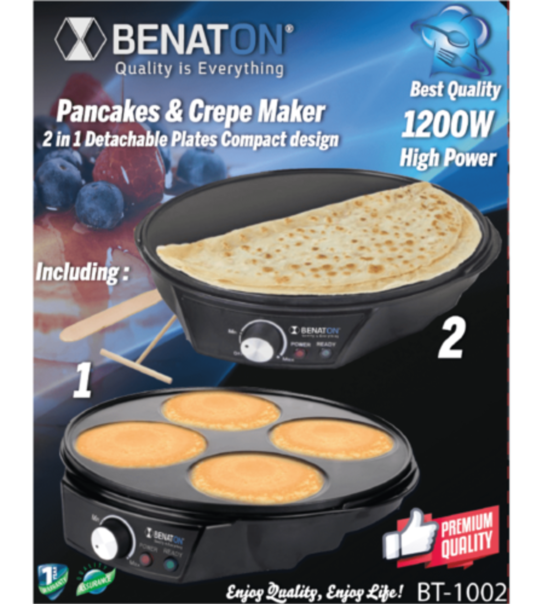 מכשיר קרפ להכנת פנקייקים + קרפים BENATON BT-1002