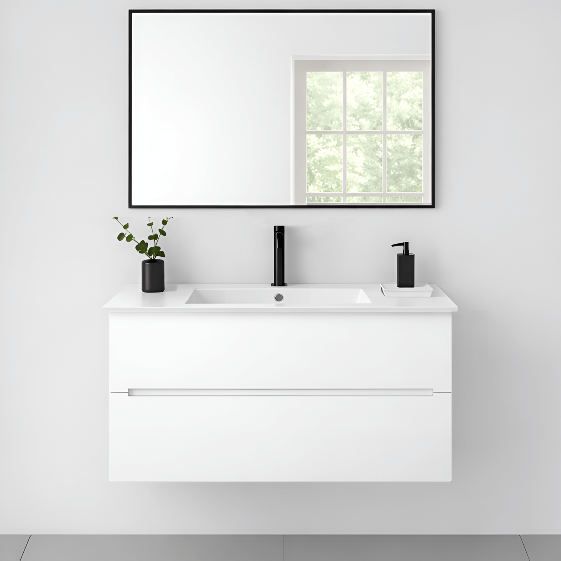 ארון אמבטיה תלוי דגם אודם לבן כולל מראה מרחפת