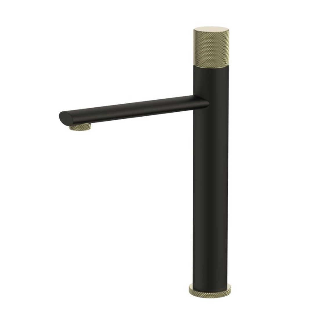 ברז גבוה לכיור מונח 1601 שחור מט ידית זהב