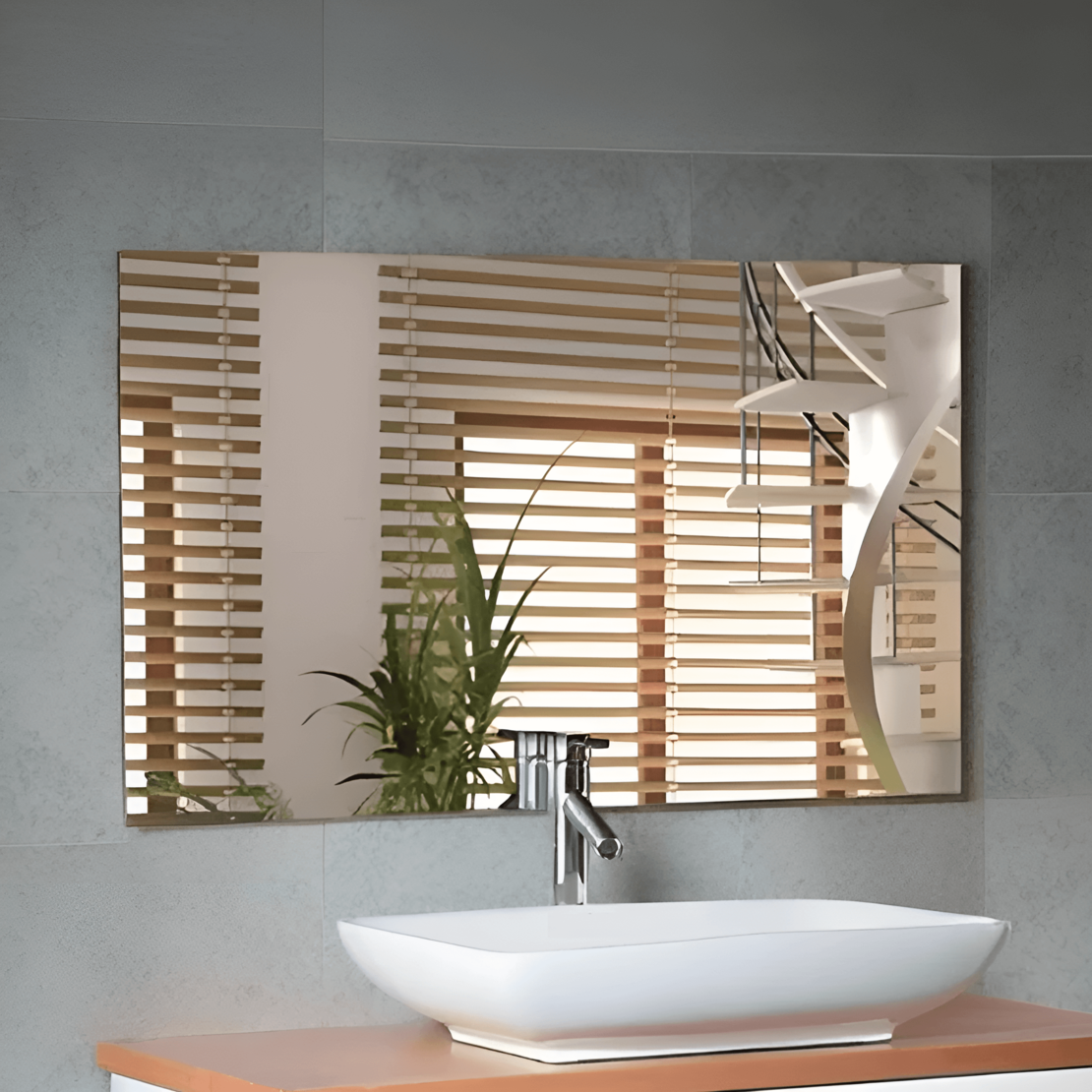 מראה מלבנית מרחפת ללא מסגרת