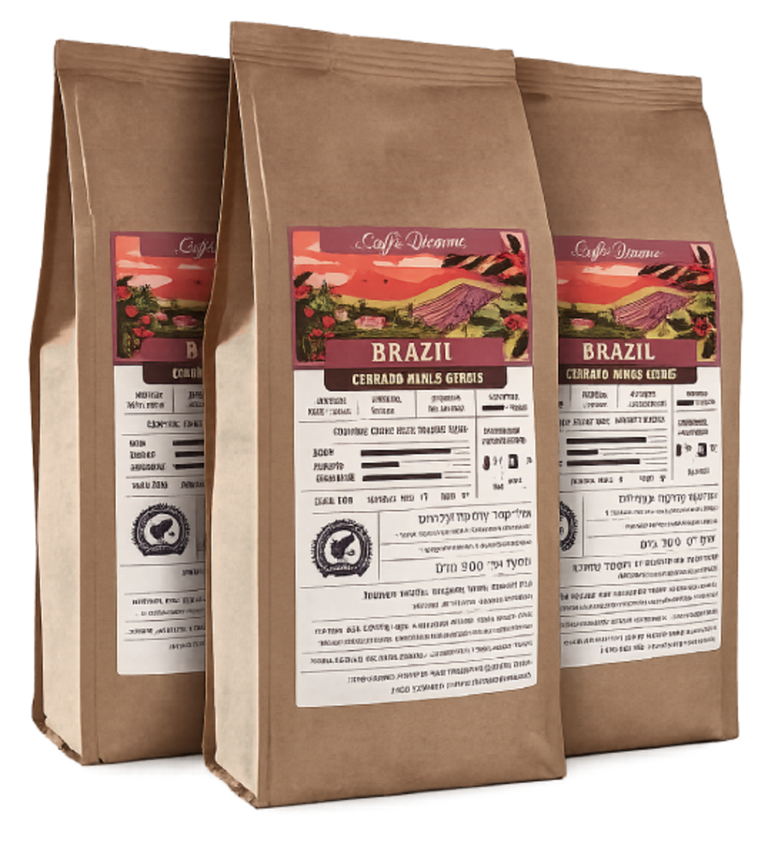 מבצע 3 יח' 500 גר' פולי קפה BRAZIL-DIEMME איטליה