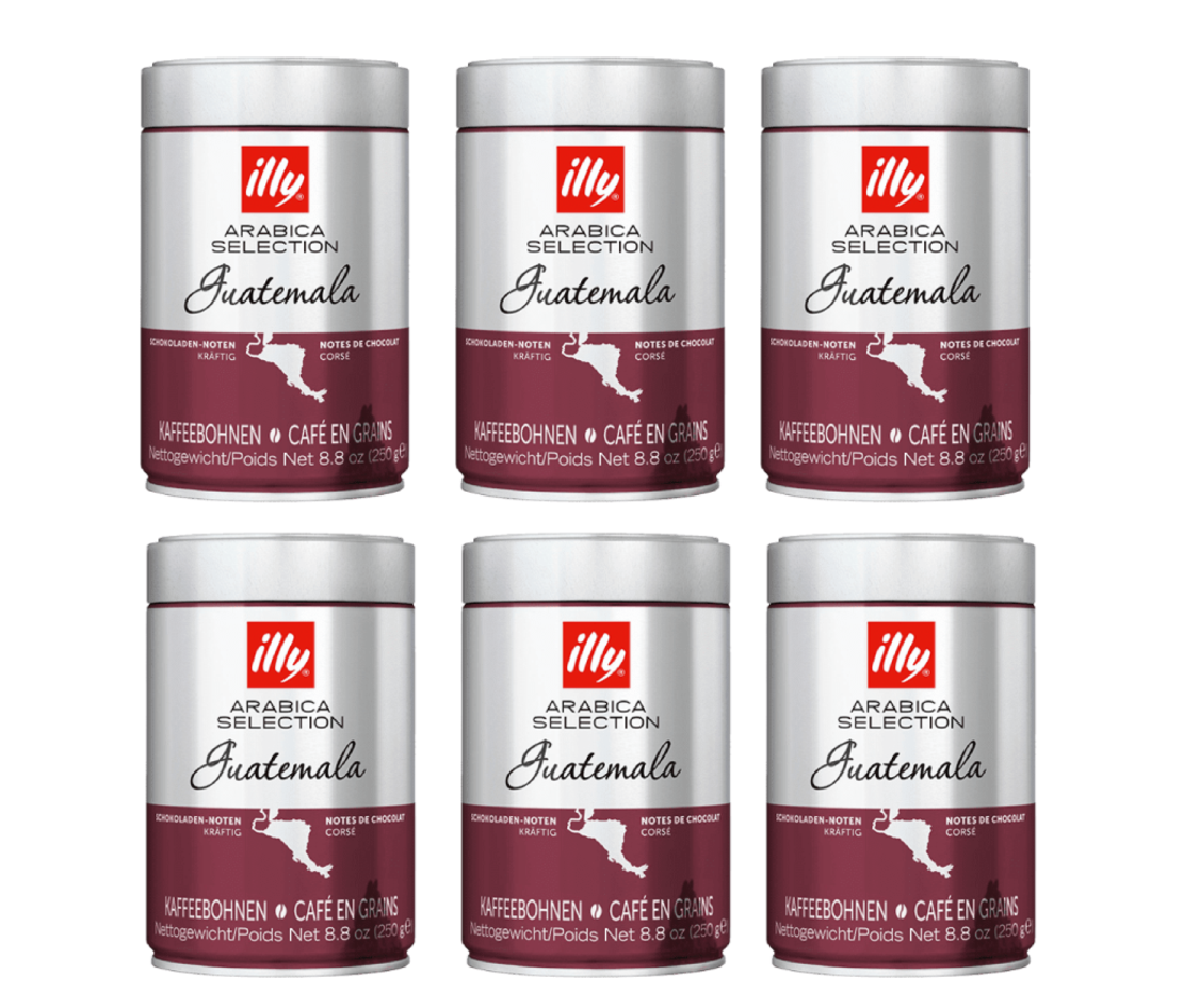 מבצע 6 יח' פולי קפה אילי - 250 גר' קלייה כהה גואטמלה- illy guatemala